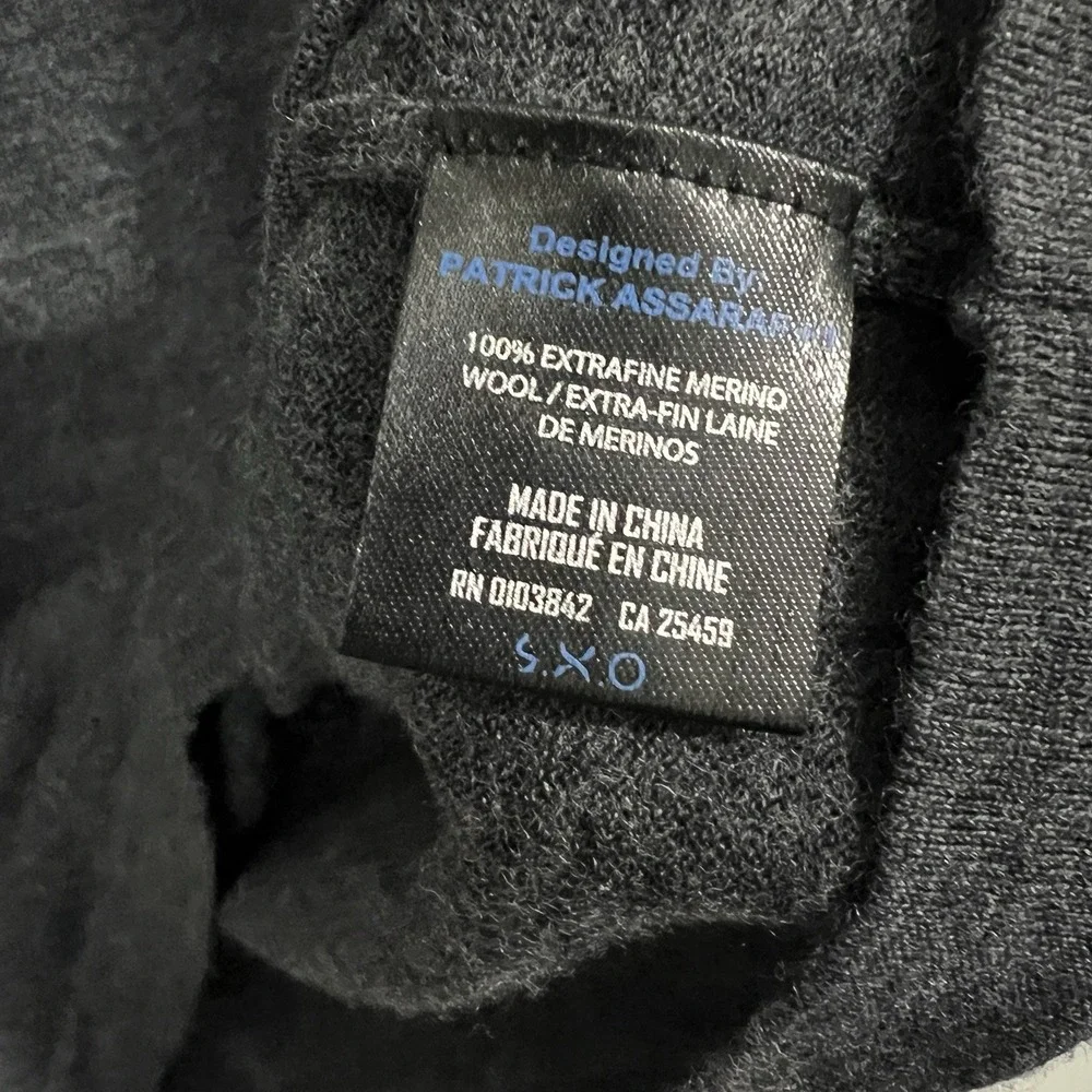 Patrick Assaraf Men's Medium 100% Merino Wool Base Layer Crewneck Sweater‎ Gray